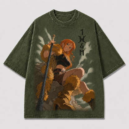 Oversized Streetwear Graphic Tee – Fur Warrior Sky Backdrop Print