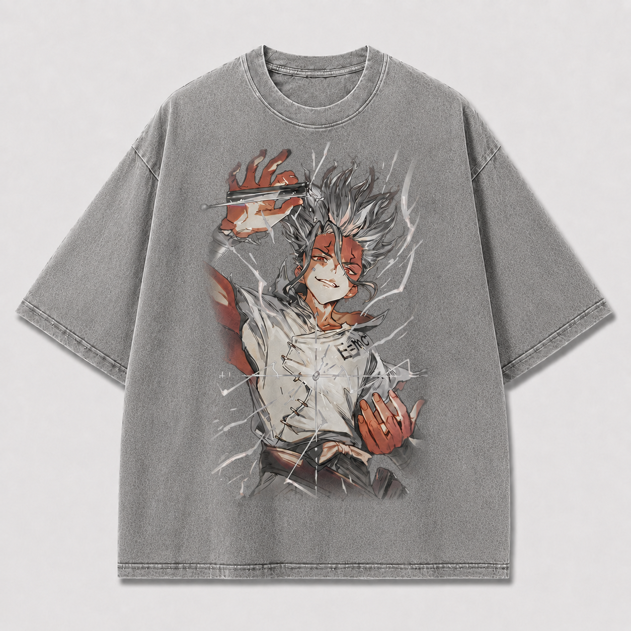 Oversized Shattered Glass Portrait Graphic Tee – Print Top