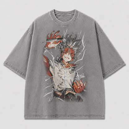 Oversized Shattered Glass Portrait Graphic Tee – Print Top
