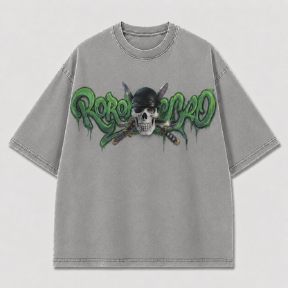 Oversized Graphic Print T-Shirt – Skull Swordsman Streetwear Tee