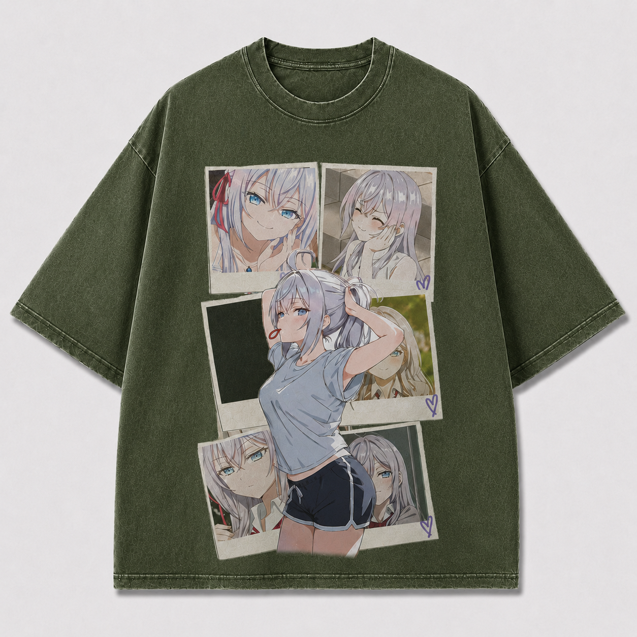 Oversized Graphic Print T-Shirt – Polaroid Waifu Streetwear Tee