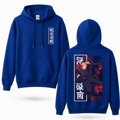 Oversized Streetwear Graphic Hoodie – Red Halftone Action Pose Print