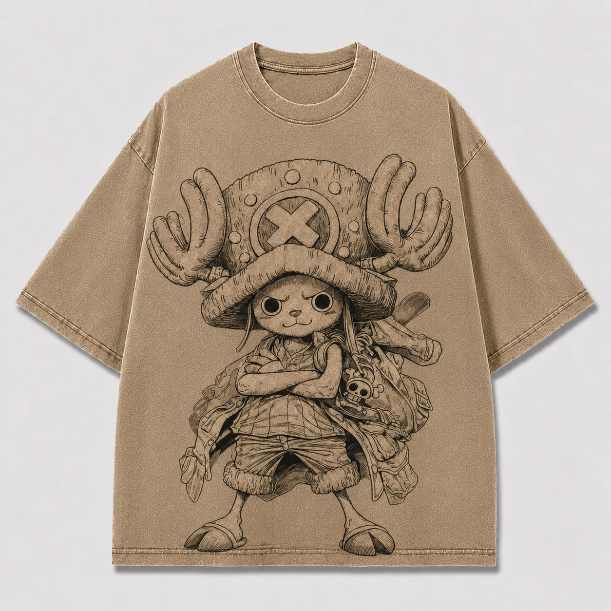 Oversized Streetwear Graphic Tee – Monochrome Antler Mascot Print