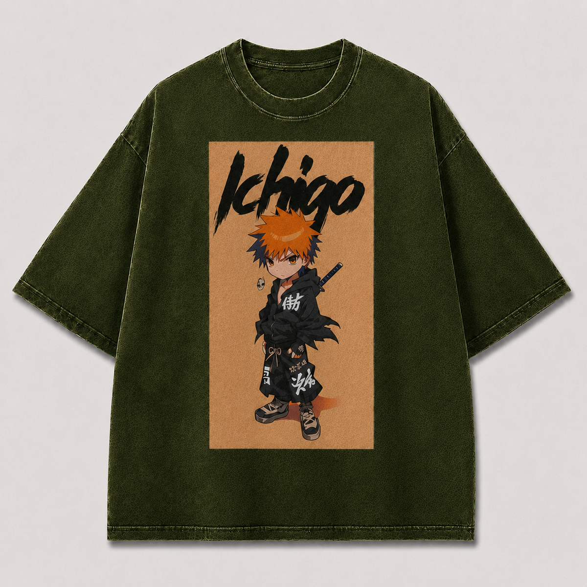 Oversized Streetwear Graphic Tee – Chibi Style Sword Character Print