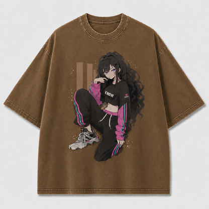 Oversized Graphic Print T-Shirt – Trackset Waifu Streetwear Tee