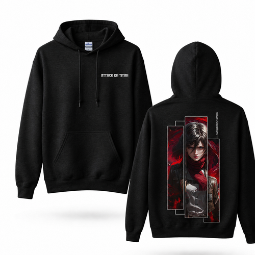 Crimson Scarf Warrior Geometric Portrait Hoodie