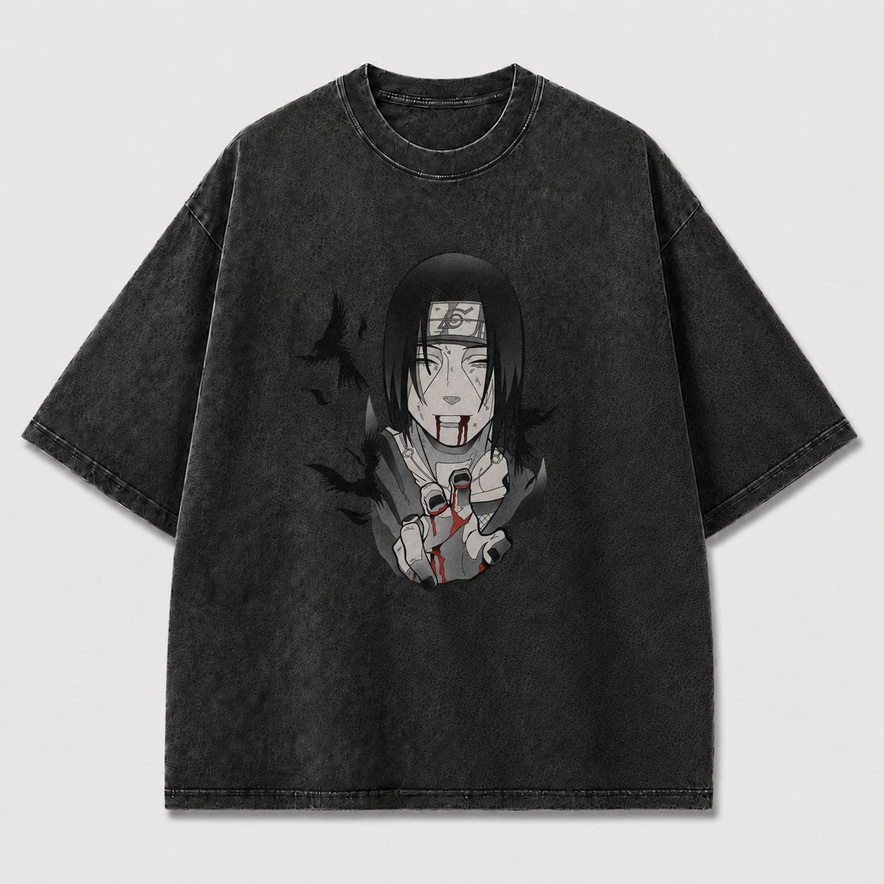 Oversized Streetwear Graphic Tee – Bloodied Peace Sign Portrait Print