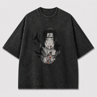 Oversized Streetwear Graphic Tee – Bloodied Peace Sign Portrait Print