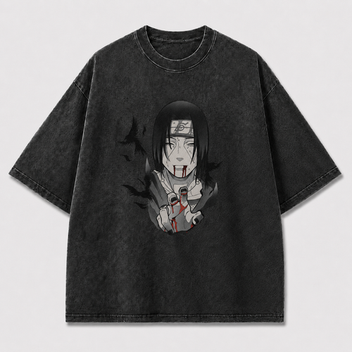 Oversized Streetwear Graphic Tee – Bloodied Peace Sign Portrait Print