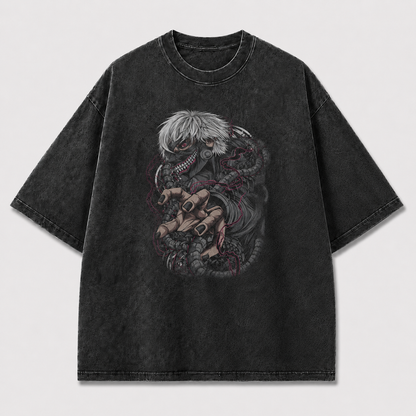 Oversized Masked Antihero Tentacle Graphic Tee – Dark Horror Streetwear Shirt