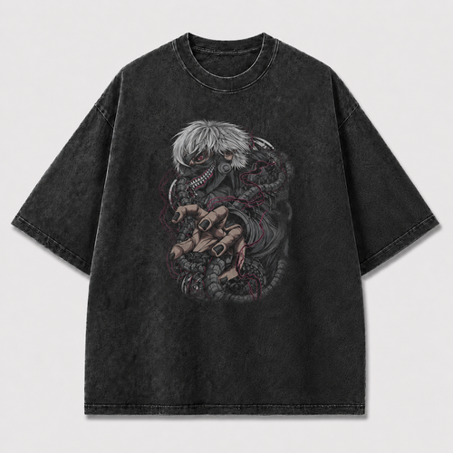 Oversized Masked Antihero Tentacle Graphic Tee – Dark Horror Streetwear Shirt