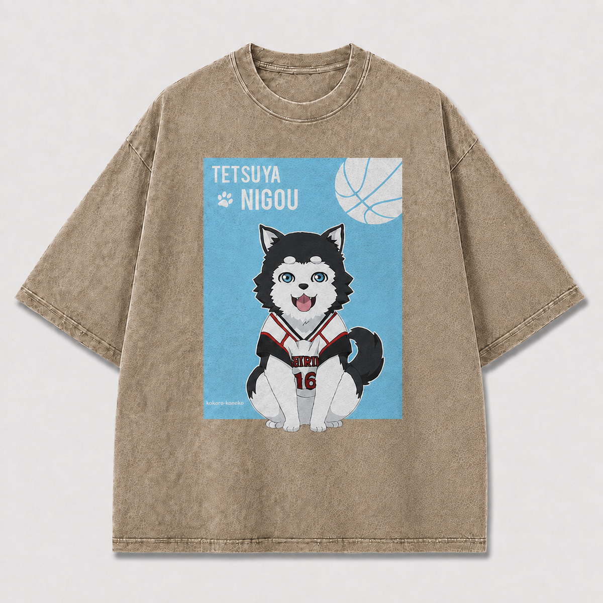 Oversized Basketball Pup Graphic Tee – Illustrated Print Top