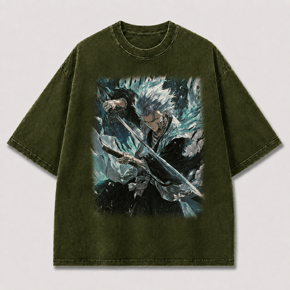 Oversized Frost Blade Warrior Graphic Tee – Streetwear Sword Print Shirt