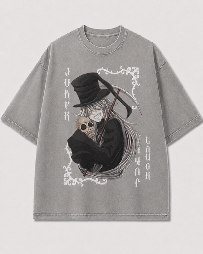 Oversized Reaper Portrait Card Graphic Tee – Ornate Print Top
