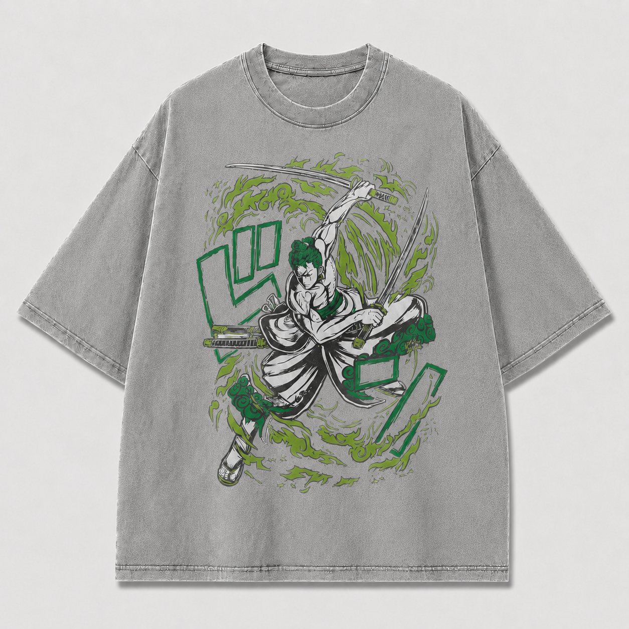 Oversized Graphic Print T-Shirt – Three-Blade Swordsman Streetwear Tee