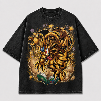 Oversized Bronze Beast Storybook Graphic Tee – Back Print Top