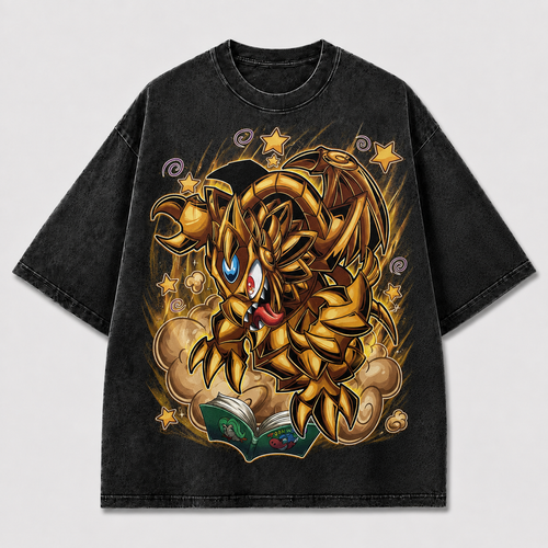 Oversized Bronze Beast Storybook Graphic Tee – Back Print Top