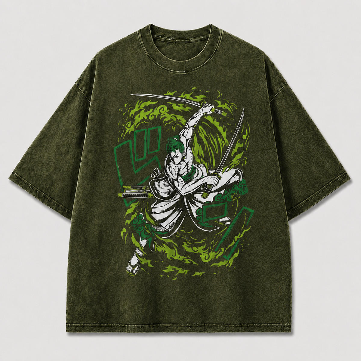Oversized Graphic Print T-Shirt – Three-Blade Swordsman Streetwear Tee