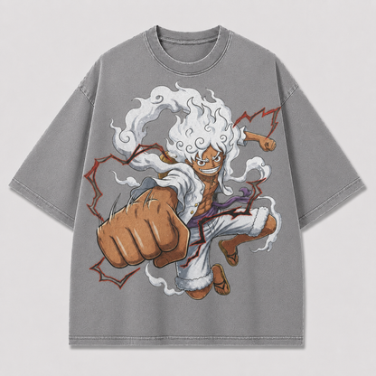 Oversized Streetwear Graphic Tee – Fluffy Cloud Hair Punch Print