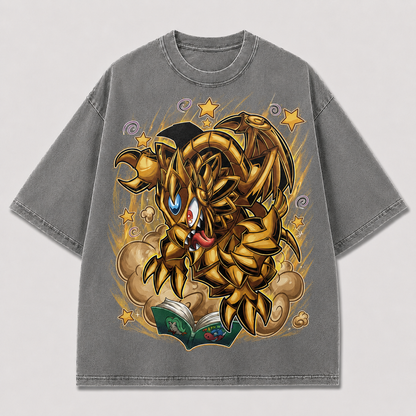 Oversized Bronze Beast Storybook Graphic Tee – Back Print Top