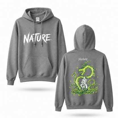 Oversized Streetwear Graphic Hoodie – Green Dragon Silhouette Print