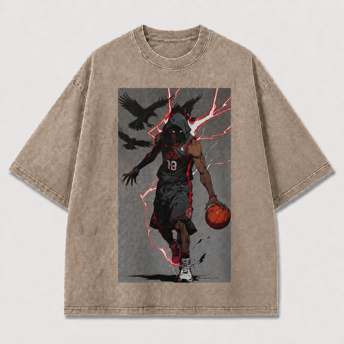 Oversized Hooded Baller Graphic Tee – Lightning Print Top