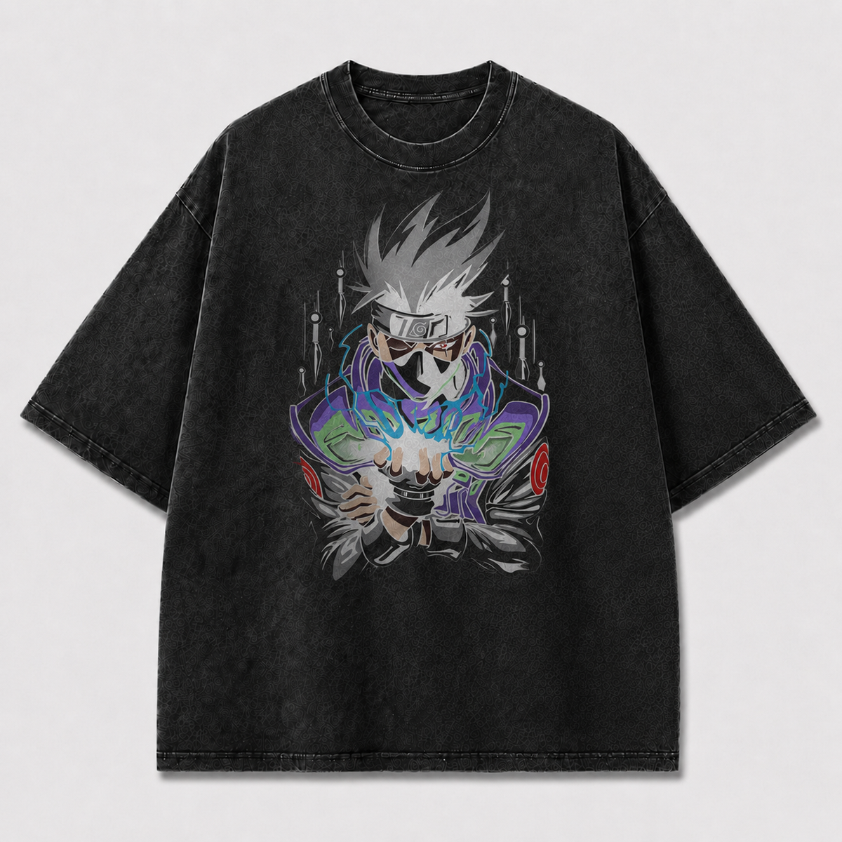 Oversized Streetwear Graphic Tee – Electric Palm Portrait Print