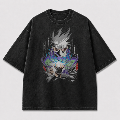 Oversized Streetwear Graphic Tee – Electric Palm Portrait Print
