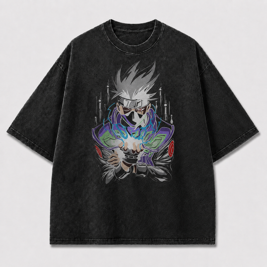 Oversized Streetwear Graphic Tee – Electric Palm Portrait Print