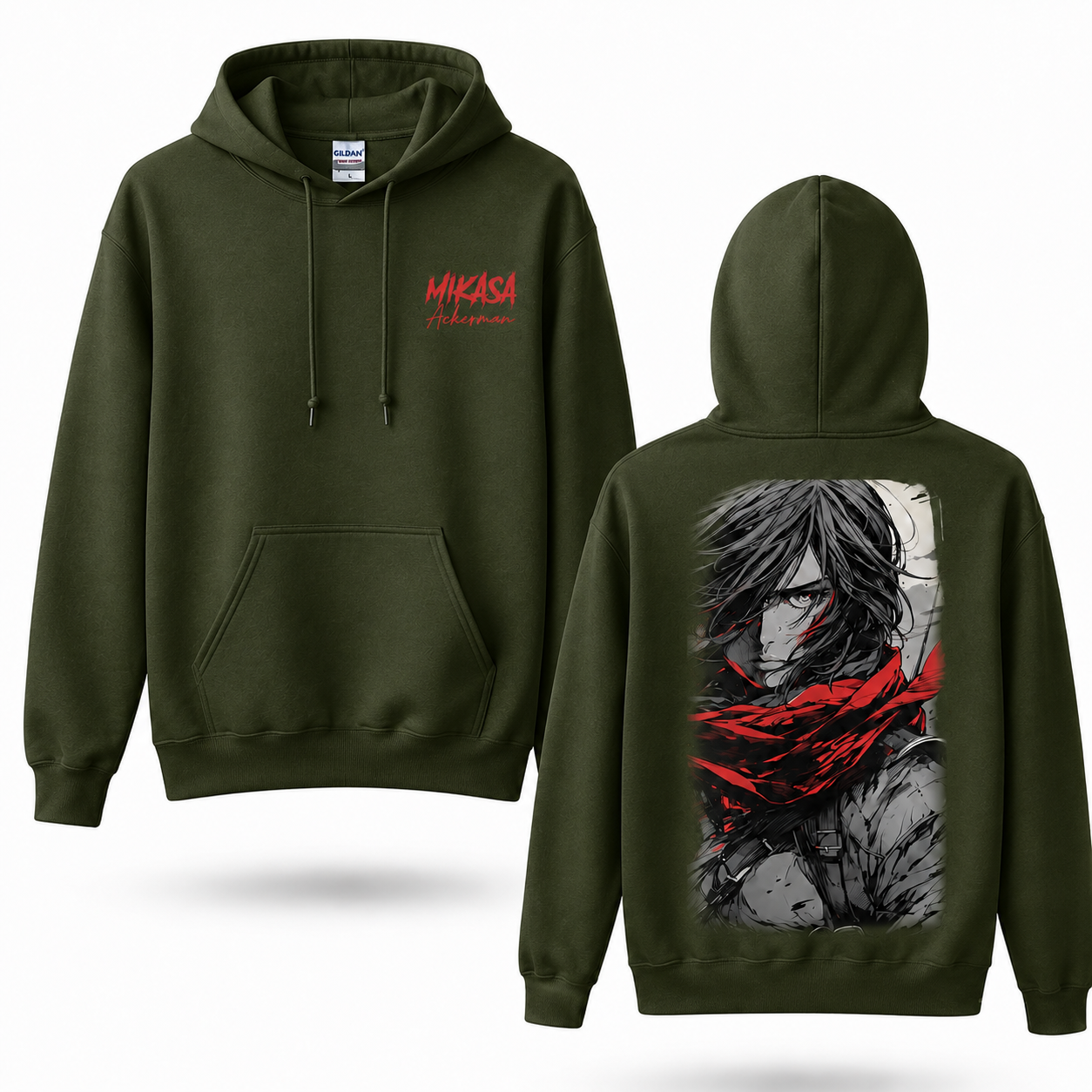 Crimson Scarf Warrior Manga Portrait Graphic Hoodie