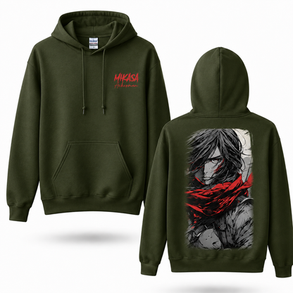 Crimson Scarf Warrior Manga Portrait Graphic Hoodie