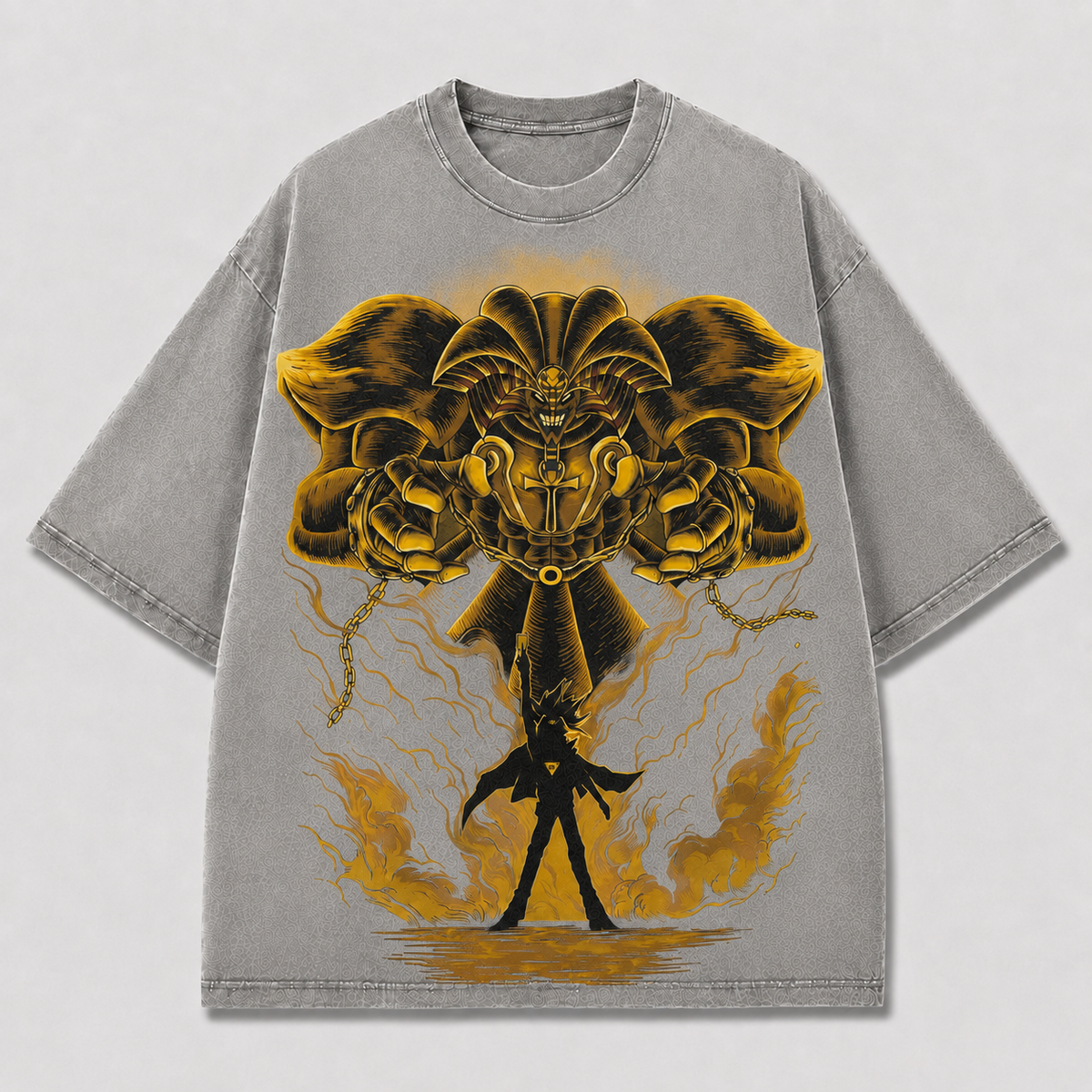 Oversized Golden Beast Graphic Tee – Mythic Silhouette Print Top