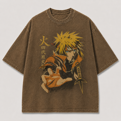 Oversized Streetwear Graphic Tee – Blade Charm Kanji Portrait Print