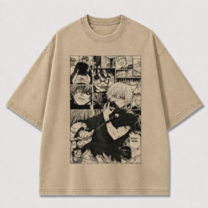 Oversized Manga Panel Antihero Graphic Tee – Comic Collage Streetwear Shirt