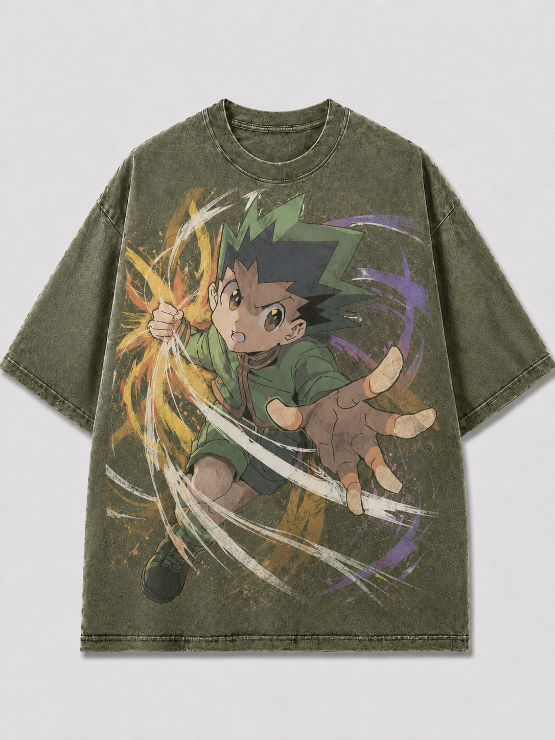 Oversized Reaching Hero Graphic Tee – Streak Print Top