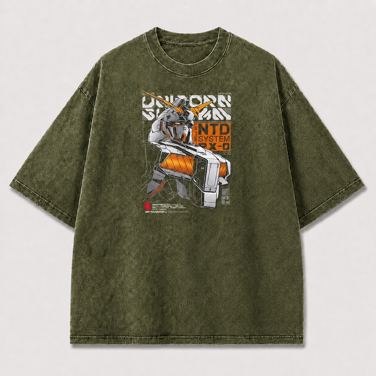 Oversized Horned Mecha Graphic Tee – Tech Poster Print Top