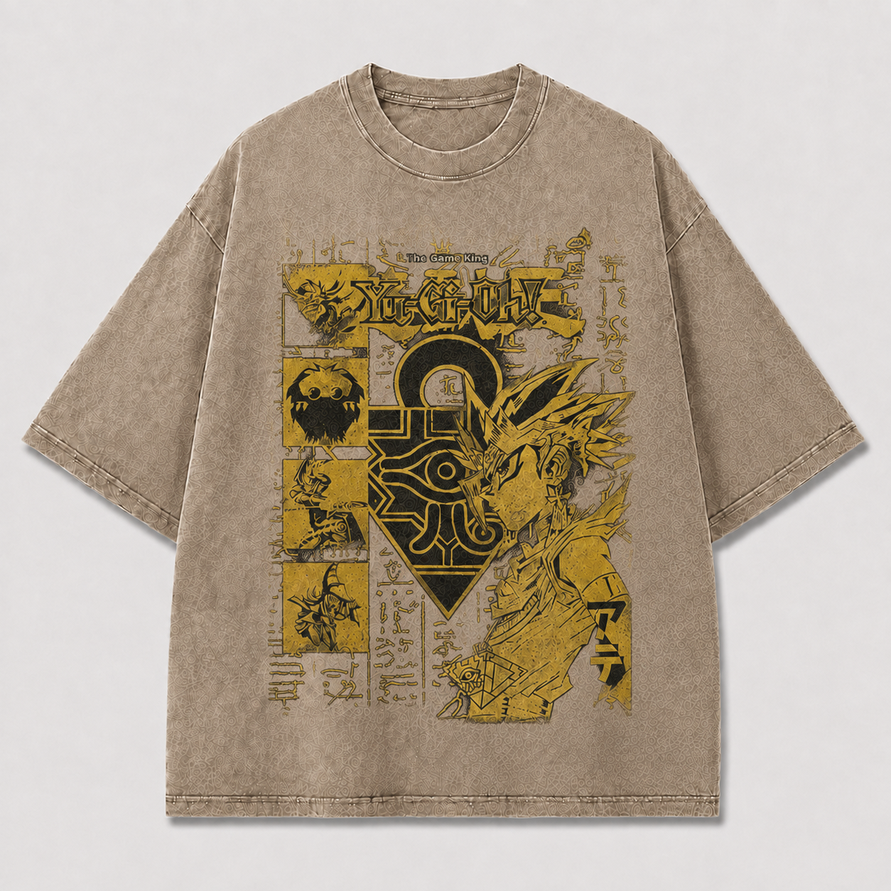 Oversized Poster Collage Graphic Tee – Ancient Symbol Print Top