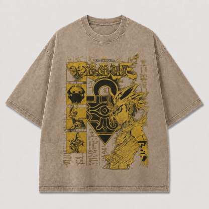 Oversized Poster Collage Graphic Tee – Ancient Symbol Print Top