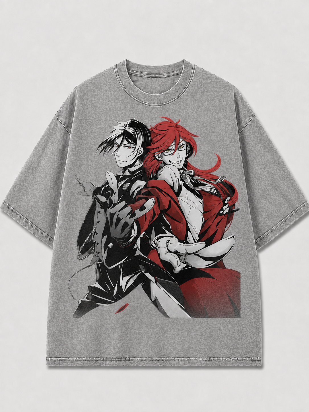 Oversized Duo Portrait Graphic Tee – Contrast Print Top