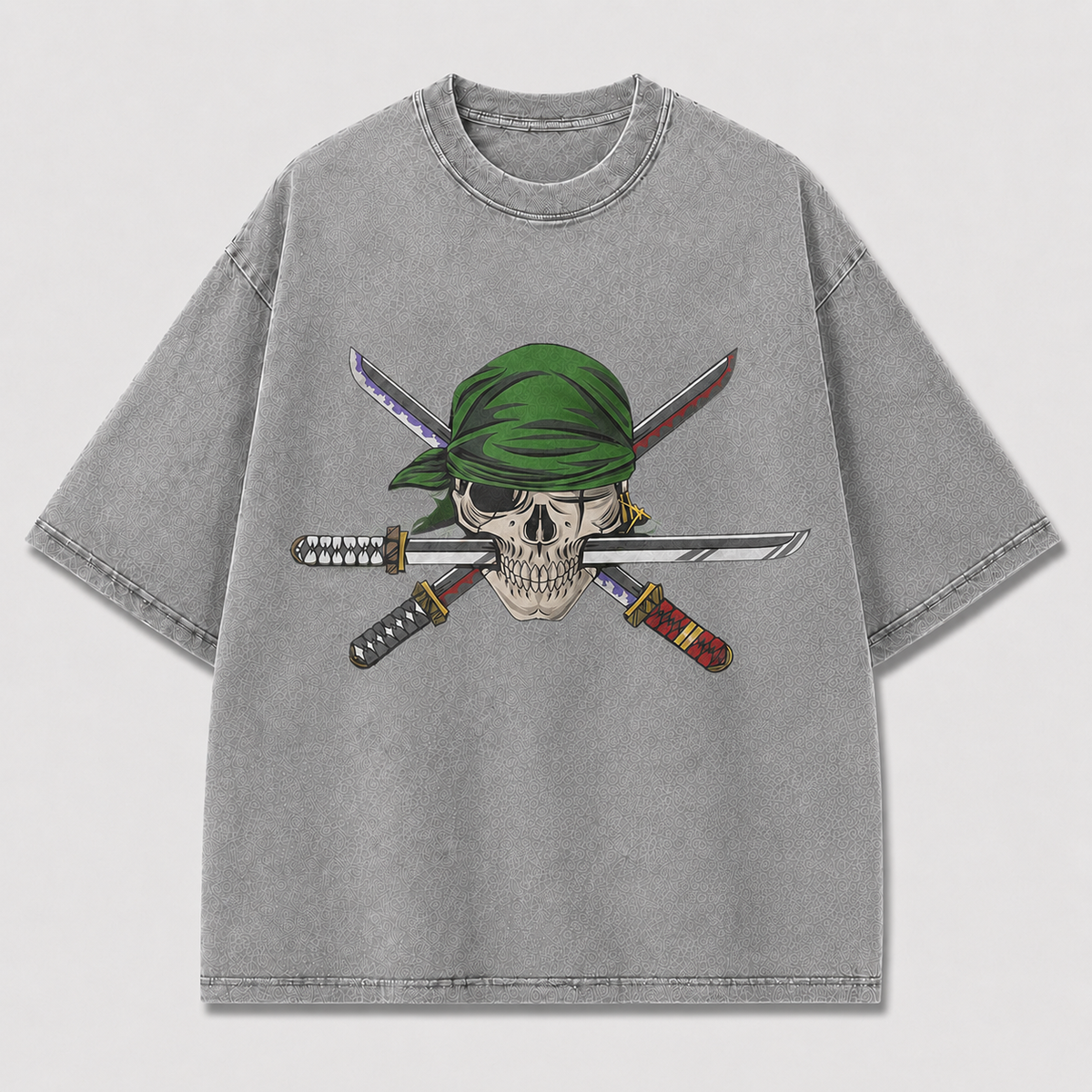 Oversized Graphic Print T-Shirt – Skull & Crossed Blades Streetwear Tee