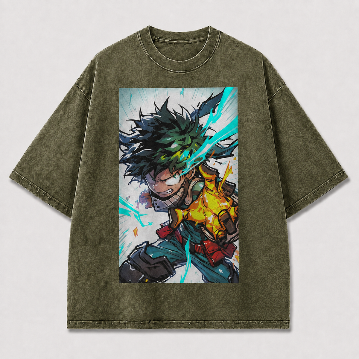 Oversized Electric Punch Portrait Graphic Tee – Action Print Top