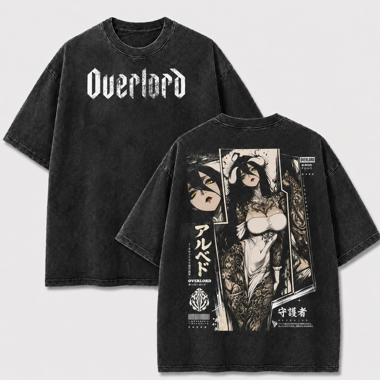 Horned Dark Guardian Manga Collage Vintage Washed Tee