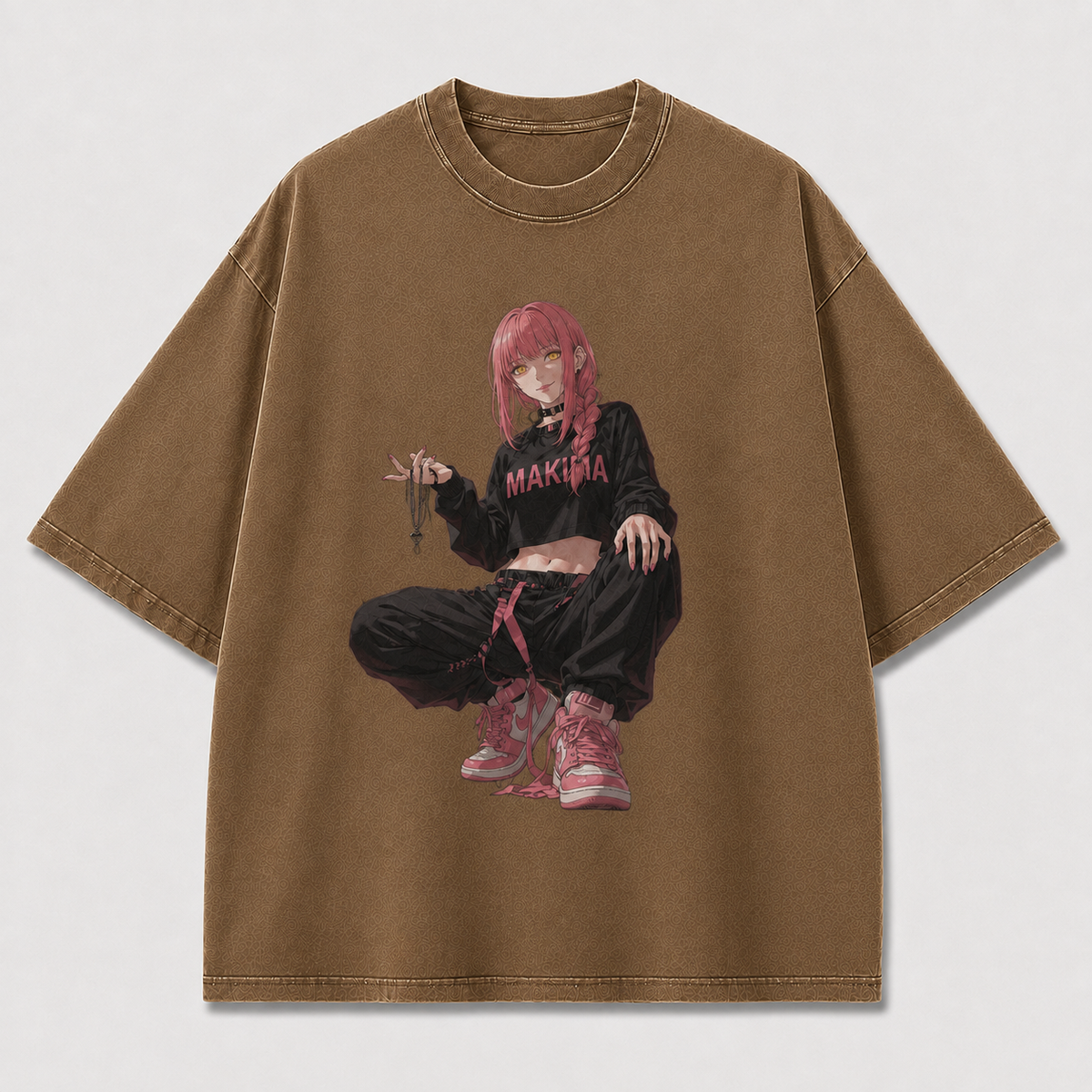 Oversized Graphic Print T-Shirt – Squat Pose Waifu Streetwear Tee