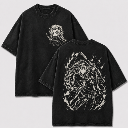 Braided Thunder Swordsman Vintage Washed Graphic Tee