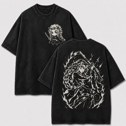 Braided Thunder Swordsman Vintage Washed Graphic Tee