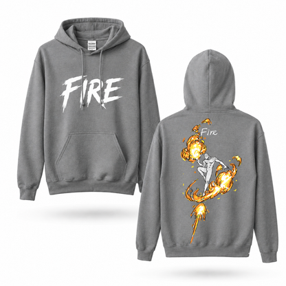Oversized Streetwear Graphic Hoodie – Flame Silhouette Art Print