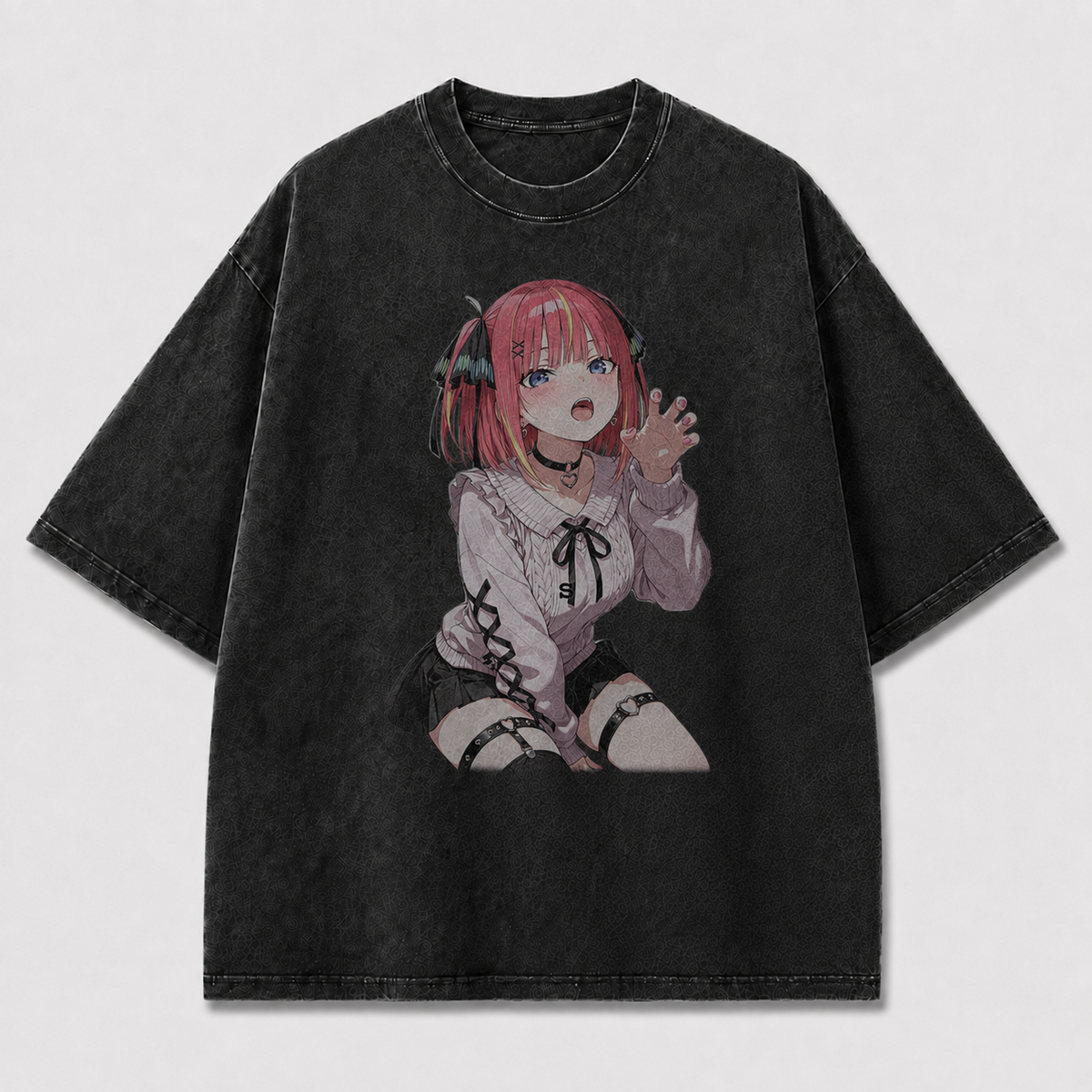 Oversized Graphic Print T-Shirt – Gothic Waifu Streetwear Tee