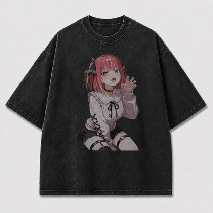 Oversized Graphic Print T-Shirt – Gothic Waifu Streetwear Tee