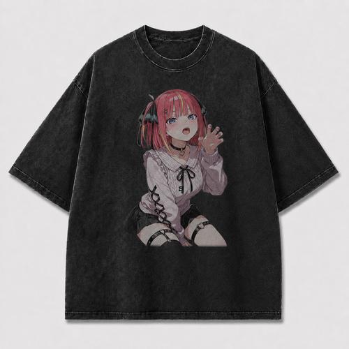 Oversized Graphic Print T-Shirt – Gothic Waifu Streetwear Tee