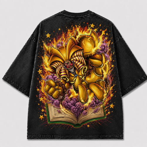 Oversized Blazing Storybook Beast Graphic Tee – Back Print Top